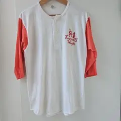 80's 両面プリントヘンリーネックTシャツ☆ビンテージのサムネイル