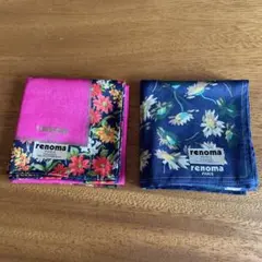 renoma 花柄ハンカチ 2枚セット
