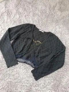 axes femme 黒 クロップカーディガン　ラメ入り　レース　結婚式　ボレロ