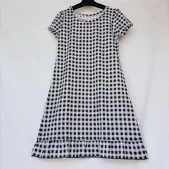 LD prime ギンガムチェック Aライン 半袖 キャプスリーブ ワンピース