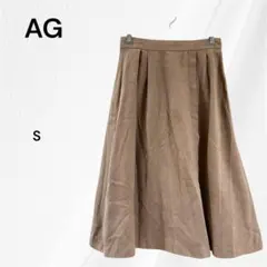 エージーバイアクアガール　フレアスカート　ミモレ丈　ブラウン　Ｓ　ウエストゴム