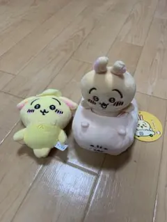 ちいかわ デスクトップから見守るひっかけぬいぐるみ うさぎ ポムポム