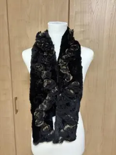 ラビットフリル付きファーマフラー