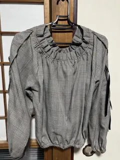 チェック柄 バルーンスリーブ シャツ