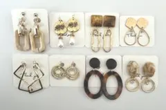 hand made イヤリングセット(ネジバネ式•樹脂イヤリング)まとめ売り