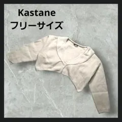 Kastane カスタネ 襟付きニットカーディガン ショート丈 ベージュ 長袖
