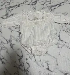 cottoli ストライプ柄ホワイトロンパース　70cm