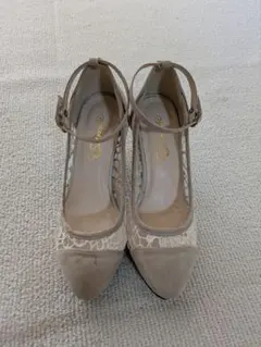 ベージュ アンクルストラップ ハイヒール