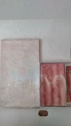 シルバー系帯　おまけのピンク帯締め帯揚げセット