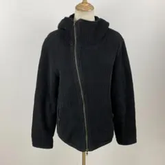 LAMOND. ラモンド ダブルジップパーカー 羽織り 裏ボア ワッフル 黒 M