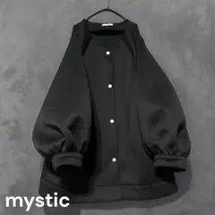mystic ボンディング　ポンチノーカラージャケット　ボリュームスリーブ　黒のサムネイル