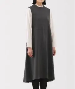 無印良品　起毛　ジャンパースカート　ダークグレー