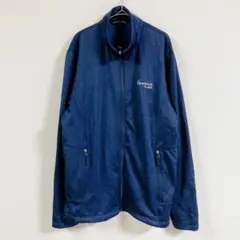 企業物 フルジップ 長袖 フリース ジャケット 2XL 青 ストレッチ 暖か