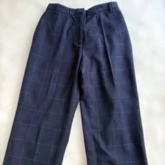 ジェージープロダクト ネイビー 格子柄 パンツ センタープレス オンオフ活躍 M
