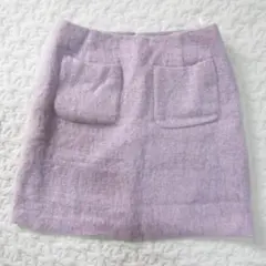 【PBD/プロポ/3】ウール混/シャギー２ポケット台形ミニスカート/ピンク