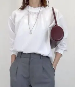 ikka 2way 長袖ブラウス ホワイト