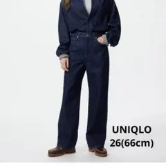 ワイドストレートジーンズ　UNIQLO 66cm ネイビー