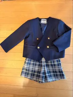 ネイビー ジャケット チェックショートパンツ