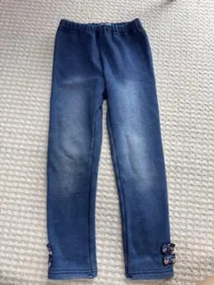 デニムブルー フリース裏地 パンツ