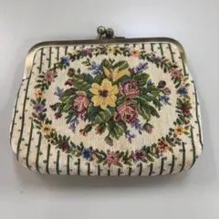 がま口財布 花柄 刺繍 ポーチ 軽量 小物収納 小物入れ
