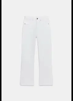 zara TRF クロップド丈フレアハイウエストデニムパンツ ホワイト　32のサムネイル