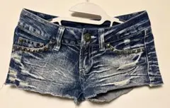 デニムショートパンツ スタッズ付き ウエスト61cm