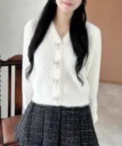 INGNI アイボリーファーカーディガン