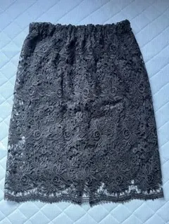 黒花柄レースタイトスカート★Ｌサイズ