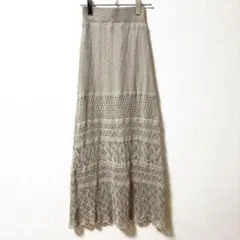 グレイル　ロングスカート　M ベージュ　レース　裏地付き　マキシ丈　フレア
