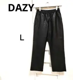 DAZY ブラック ワイドパンツ 【Ｌ】フェイクレザー