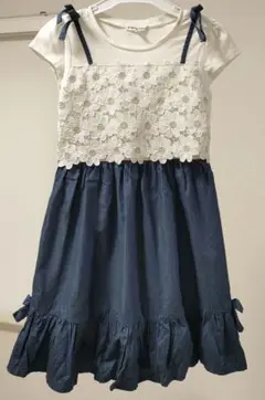 any FAM 花柄刺繍ノースリーブワンピース 140cm