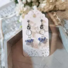 フープ/カットガラスひし形/イヤリング/パープル/ファルファーレ/筒型ビーズ