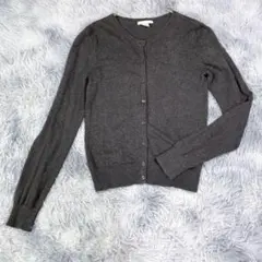 H&M【XS】長袖カーディガン　グレー　小さいサイズ　コットン100％　春秋冬