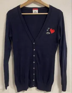 LACOSTE エディションリミテッド カーディガン 40 ネイビー　ハート刺繍