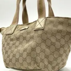 専用 GUCCI トートバッグ シェリーライン キャンバス レザー ハンドバッグ