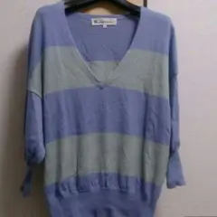 ★「ナチュラルビューティーベーシック」 M・ボーダー・薄手毛100 ニット★