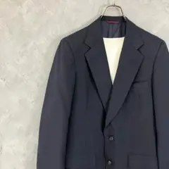 ヴィンテージ　テーラードジャケット　無地　背抜き　ネイビー　2B 古着　LO32