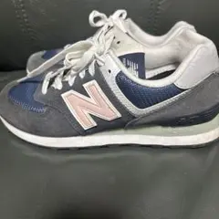 ニューバランス スニーカー23.5cmネイビー×ピンク