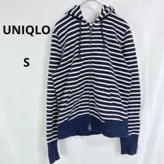 UNIQLO◇ユニクロ　ボーダー　ジップパーカー【S】コットン混　カジュアル