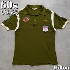 60s Hilton ボウリングシャツ チェーンステッチ 刺繍 半袖 USA製