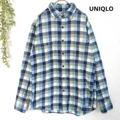 ユニクロ UNIQLO チェック柄 シャツ カジュアル 長袖 M ボタン 綿