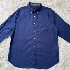 NAUTICA ノーティカ 長袖ボタンダウンシャツ L ネイビー ストレッチ