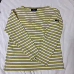 SAINT JAMES 長袖Tシャツ オリーブグリーンストライプ