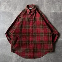 90s L.L.Bean フランネルシャツ タータンチェック 赤 XL A643