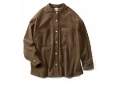 イディット　IEDIT パール調ボタンをきかせたスタンドカラーシャツ　3Lサイズ