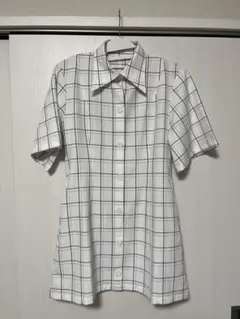 チェック柄 シャツワンピース 半袖