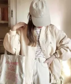 classicalelf/メンズライクコーデュロイ中綿MA-1ブルゾン/ベージュ