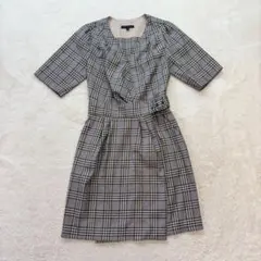 タラジャーモン/34/グレー/チェック/カシュクールワンピース/ベルトテッドのサムネイル