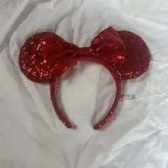 ディズニー カチューシャ ミニー 赤 スパンコール