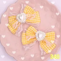 ハンドメイドヘアリボン 推し活 ヲタク ヘアメ オレンジ 量産型